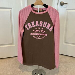 Women's Long Sleeve Tee - Brown and Pink